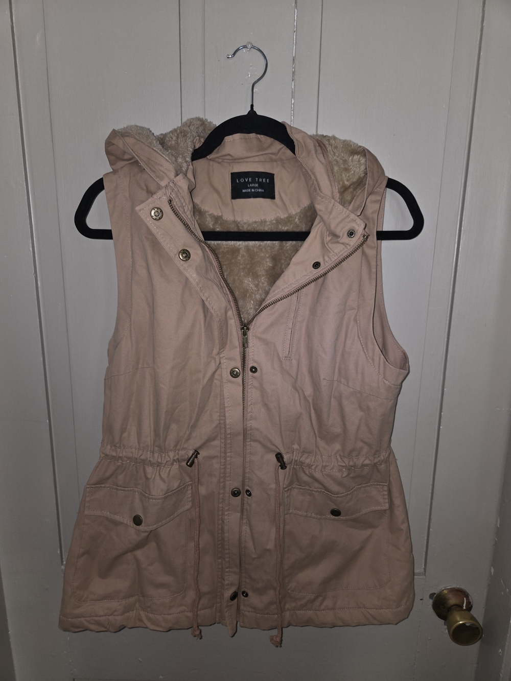 LOVE TREE Women's Pink Hooded Utility Vest